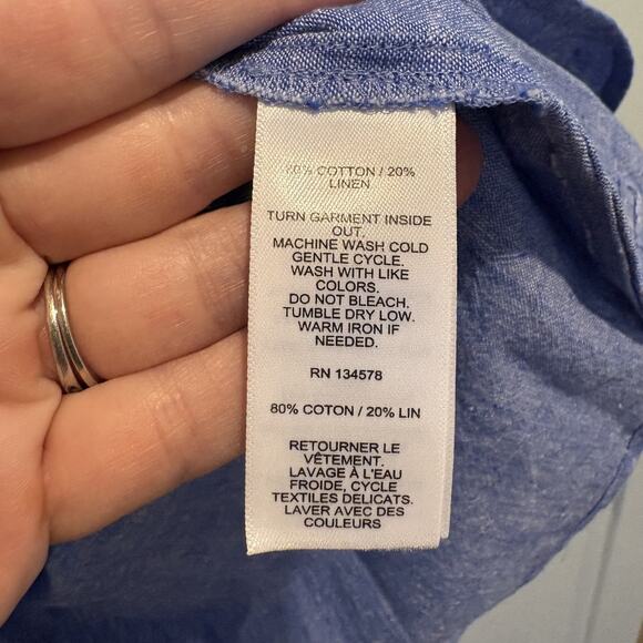 Vineyard Vines Tunic Dress Womens Extra Small Blue Cotton Linen Pintuck Boho XS - Picture 10 of 12